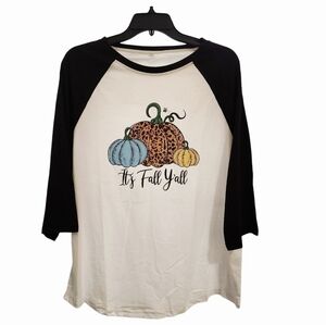 "It's Fall Y'all" Unisex Black Baseball Tee, Size XL. NEW